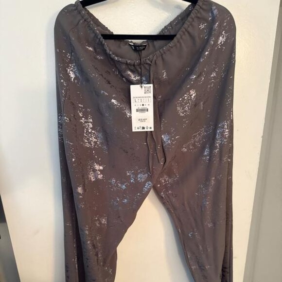 ZARA PRINTED FOIL PANTS - Picture 1 of 3